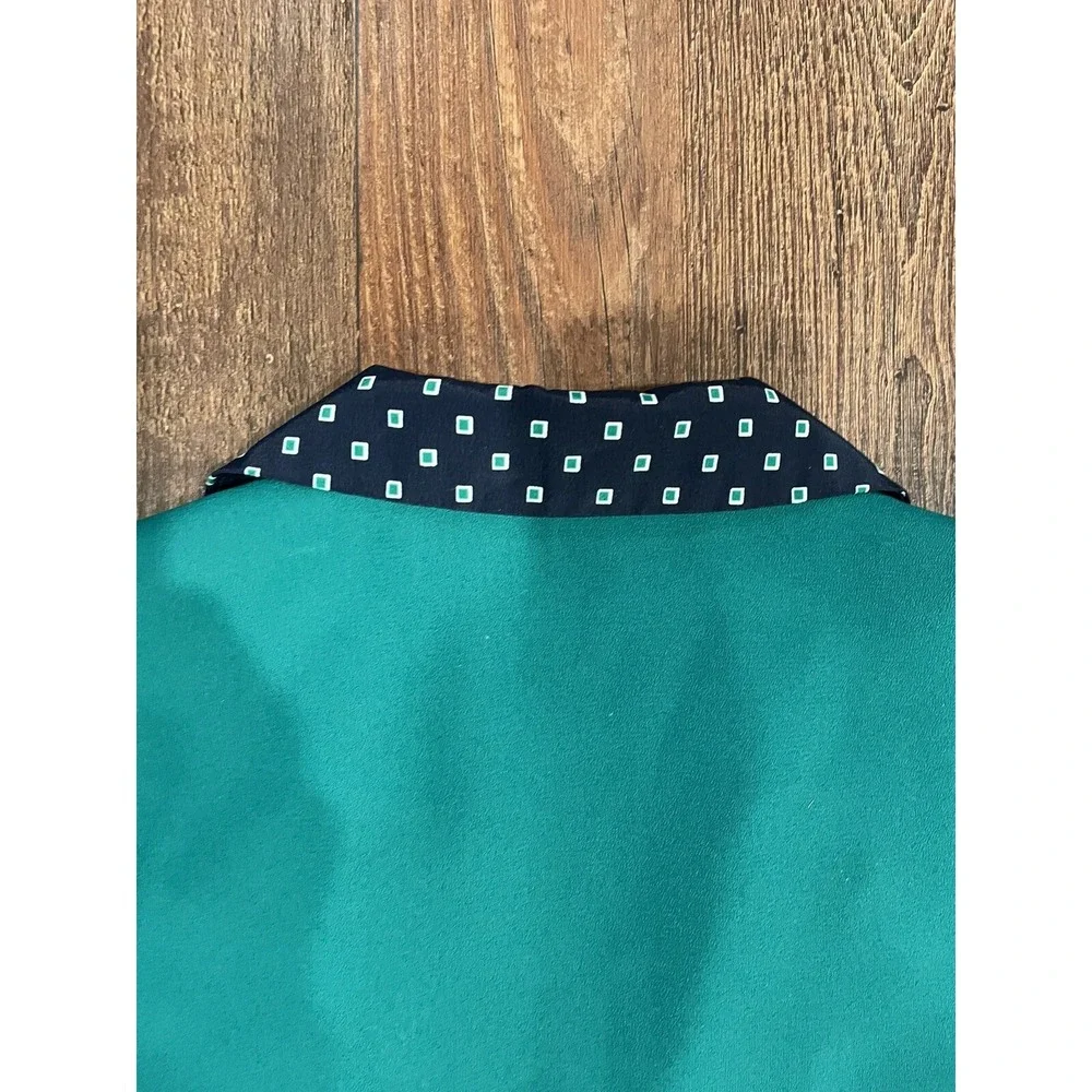 VTG Leslie Fay Skirt Set Green Navy‎ Pleated Blazer Skirt Cottagecore Grandma 12